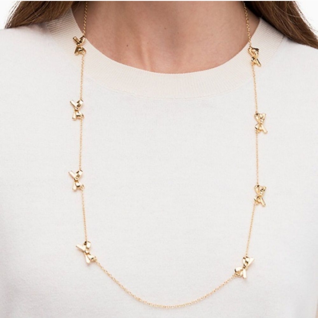 Kate Spade Scattered Bow Necklace Gold